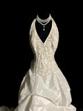 Pretty Wedding Dress Ball Gown Halter Ivory Satin Wedding Dresses Bridal Gowns HZ1214