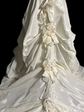 Pretty Wedding Dress Ball Gown Halter Ivory Satin Wedding Dresses Bridal Gowns HZ1214