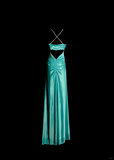 Elegant Glamour Mermaid Spaghetti Straps Blue Satin Long Prom Dresses Party Dress Evening Dress HZ1214