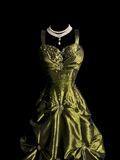 Retro Ball Gown Sweetheart Straps Green With Silver Beads Long Prom Dresses Evening Gowns Evening Dress HZ1214