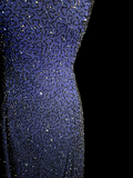 Vintage Mermaid Spaghetti Straps Blue Backless Sequin Long Prom Dresses Party Dress Evening Dress HZ1214