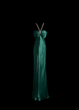 Vintage Mermaid Halter Green Satin Long Prom Dresses Ruffles Evening Gowns Evening Dress HZ1214