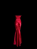 Vintage Mermaid Sweetheart Red Satin Long Prom Dresses Evening Gowns Evening Dress HZ1214