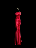 Vintage Mermaid Sweetheart Red Satin Long Prom Dresses Evening Gowns Evening Dress HZ1214