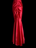 Vintage Mermaid Sweetheart Red Satin Long Prom Dresses Evening Gowns Evening Dress HZ1214