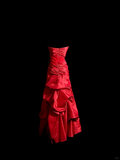 Vintage Mermaid Sweetheart Red Satin Long Prom Dresses Ruffles Evening Gowns Evening Dress HZ1214