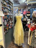 Vintage A line Halter Yellow Long Birthday Dress Party Dress Birthday Outfit HZ1214
