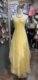 Vintage A line Halter Yellow Long Birthday Dress Party Dress Birthday Outfit HZ1214