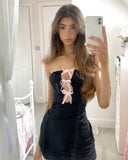 Cute Sheath Black Short Summer Birthday Dress Party Dress Birthday Outfit 19th Birthday Mini Dress HZ1214