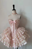 Cute Ball Gown Pink Sweetheart Short Summer Birthday Dress Hoco Dress Birthday Outfit 19th Birthday Mini Party Dresses HZ1214