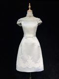 Niulatu Wedding Dress Sheath Scoop Neck Short Sleeves Summer Lace Wedding Dresses Bride Dress Bridal Gowns HZ1214
