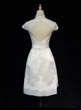 Niulatu Wedding Dress Sheath Scoop Neck Short Sleeves Summer Lace Wedding Dresses Bride Dress Bridal Gowns HZ1214