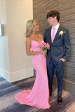 Niulatu Pink Mermaid Prom Dress Pink Evening Dress HZ1007