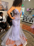 Niulatu Purple V Neck Mermaid Evening Dress Purple Evening Gown HZ1007