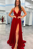 Niulatu A-line V-neck Rhinestone Straps Prom Dresses With HZ1007