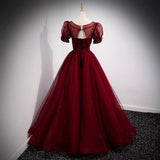 Elegant Ball Gown Spaghetti Straps Burgundy Long Prom Dresses Party Dress Summer 20th Birthday Outfits 18th Birthday Dresses For Teens HZ1214