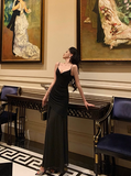 Elegant Mermaid Black Chiffon Sleeveless 21st Birthday Dress Party Gown Birthday Outfits Birthday Dress Ideas For Women HZ1214