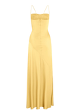 Niulatu Strps Yellow Slit Long Prom Dress HZ0113