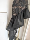 Niulatu Sheath Irregular Hem Black Homecoming Dresses Short Lace Birthday Outfits SD272