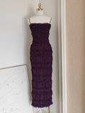 Niulatu Sheath Spaghetti Straps Grape Sleeveless Party Dress Holiday Birthday Dresses For Women SD357