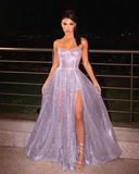 Niulatu Spaghetti Straps Unique Modest Elegant Sparkly Long Women Evening Dress HZ1007