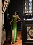 Sexy A line Spaghetti Straps Green Slit 21st Birthday Dress Holiday Party Birthday Outfits For Women HZ1214