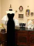 Niulatu Black White Off The Shoulder Mermaid Evening Dress Prom Dress HZ1007