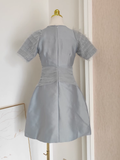 Niulatu A Line Scoop Neckline Silver Gray Satin Dinner Party Dresses Birthday Outfits SD399