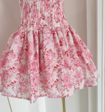 Niulatu A line Strapless Sleeveless Pink Floral Party Dress Short Birthday Outfits SD381
