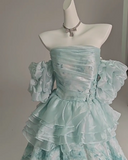 Niulatu Floral A-Line Strapless Organza Long Prom Dress Graduation Prom Dress HZ1103