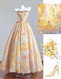 Niulatu Butter Yellow Strapless Satin A-Line Long Prom Dresses Unique Wedding Dresses HZ1103