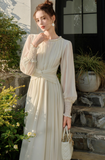 Niulatu Twist Chiffon Long Sleeve Dress HZ1108