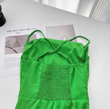 Niulatu Satin Swing Neck Suspender Dress Birthday Dress HZ1108