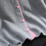 Niulatu color crew neck knitted cardigan HZ1108