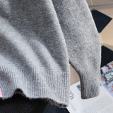 Niulatu color crew neck knitted cardigan HZ1108