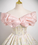 Niulatu A-line off-the-shoulder neck satin long ball dress, champagne evening dress HZ1108