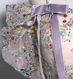 Niulatu A-line off-shoulder tulle sequined long prom dress, purple evening dress HZ1108