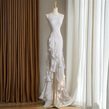 Niulatu Satin long prom dress, black birthday dress HZ1108