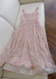 Niulatu pink A-line tulle sequin short prom dress, light pink homecoming dress HZ1108