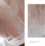 Niulatu pink A-line tulle sequin short prom dress, light pink homecoming dress HZ1108
