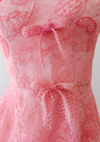 Niulatu A-line tulle lace short prom dress, pink homecoming dress HZ1108