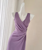 Niulatu Irregular patchwork pleated flowing dress HZ1108