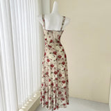 Niulatu red floral sling tea dress HZ1108