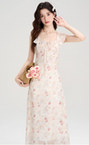 Niulatu French sleeveless Sweet Floral Dress HZ1108