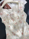 Niulatu French sleeveless Sweet Floral Dress HZ1108