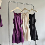 Niulatu style waist-baring halter neck pleated dress HZ1108