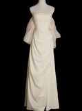 Niulatu A-line strapless satin long prom dress, apricot evening dress HZ1108