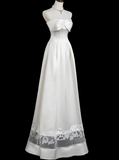 Niulatu A-line strapless satin long prom dress, white bridal dress HZ1108