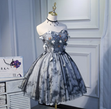 Niulatu A-line sweetheart neck tulle short prom dress, black homecoming dress birthday dress HZ1108