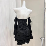 Niulatu strapless long sleeve hip dress birthday party dress HZ1108